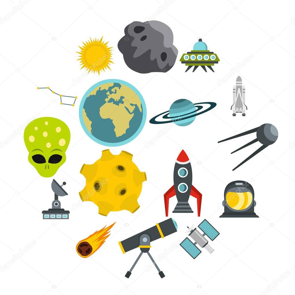 Space set flat icons