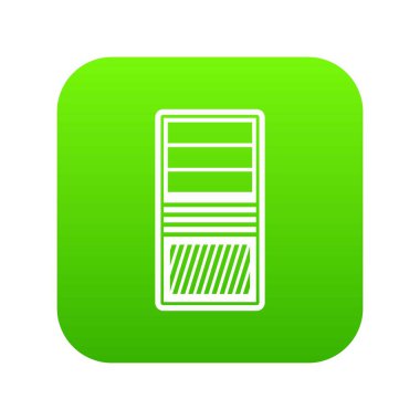 Siyah bilgisayar sistem birimi simgesi dijital yeşil