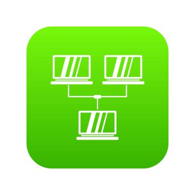 Bilgisayarlar simgesini dijital yeşil arasında veri alışverişini