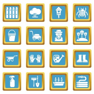 Sapphirine kare vektör bahçıvan Icons set