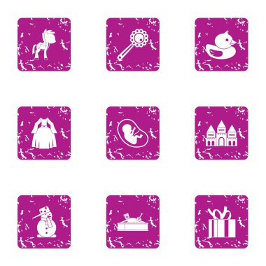 Simgeler başlayan çocuk ayarla, grunge tarzı