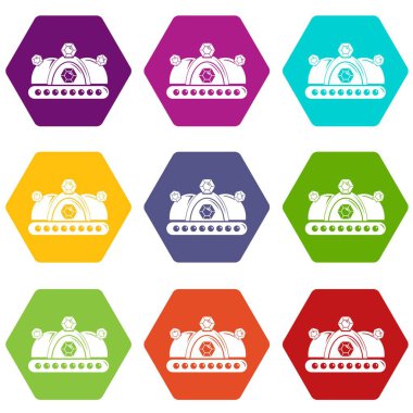 9 vektör taç Icons set