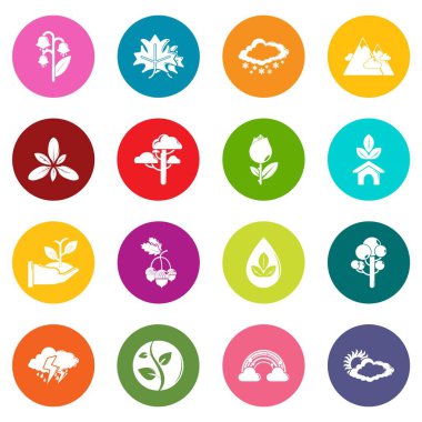 Renkli Daireler vektör doğa Icons set