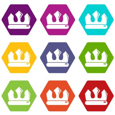 9 vektör bronz taç Icons set