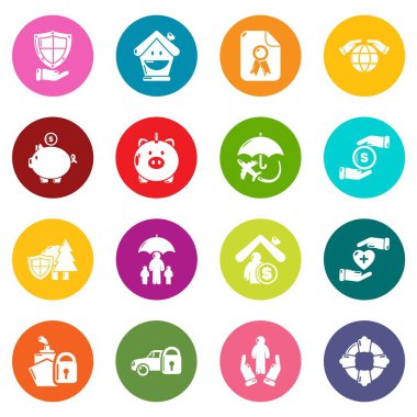 Renkli Daireler vektör sigorta Icons set
