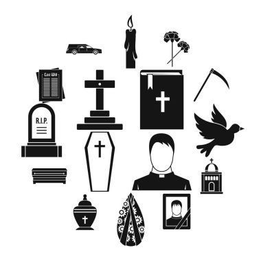 Cenaze Icons set, basit tarzı