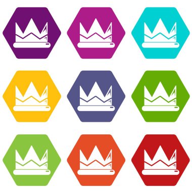 9 vektör Prens tacı Icons set