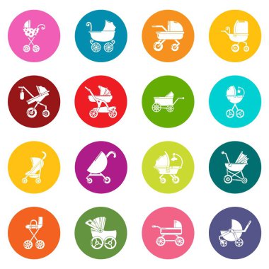 Renkli Daireler vektör bebek arabası Icons set