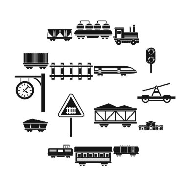 Demiryolu Icons set, basit tarzı