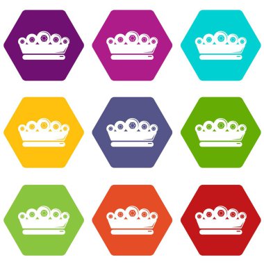 9 vektör kral taç Icons set