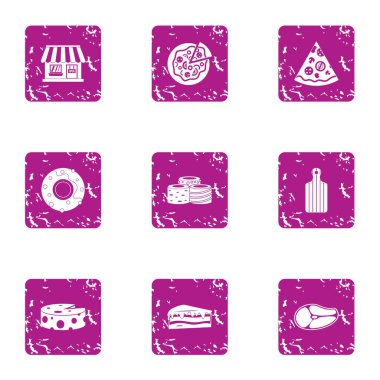 İş kahvaltı simgeler kümesi, grunge tarzı