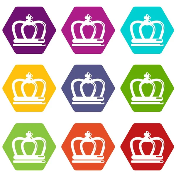 Britain crown icons set 9 vector — Stock Vector