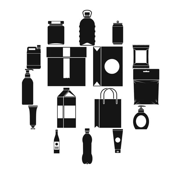 Conjunto de iconos de artículos de embalaje, estilo simple — Vector de stock