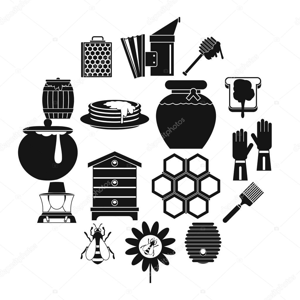 Apiary tools icons set, simple style
