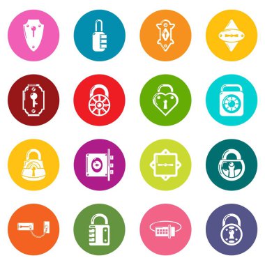 Renkli Daireler vektör kapı türleri Icons set kilitle