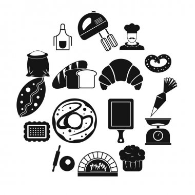 Fırın Icons set, basit tarzı