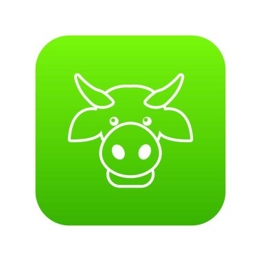 İnek baş simge yeşil vektör