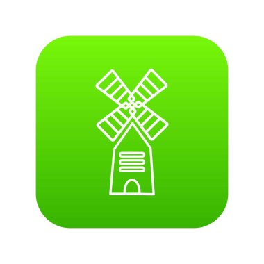 Çiftlik yel değirmeni yeşil simge vektör