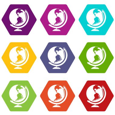 9 vektör küre Icons set