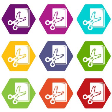 9 vektör makas kağıt Icons set