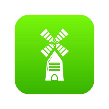 Çiftlik yel değirmeni yeşil simge vektör