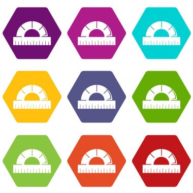 9 vektör cetvel Icons set