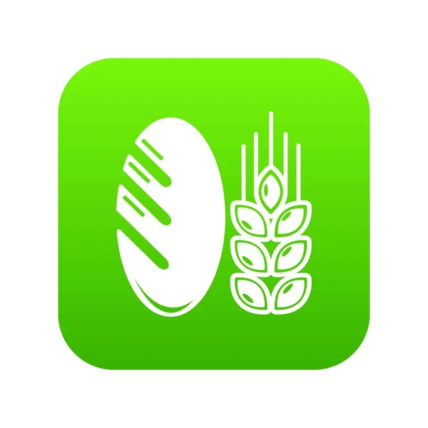 Icône blé pain vecteur vert — Image vectorielle