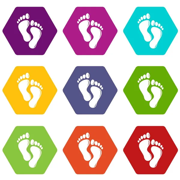 9 vektör ayak izleri Icons set