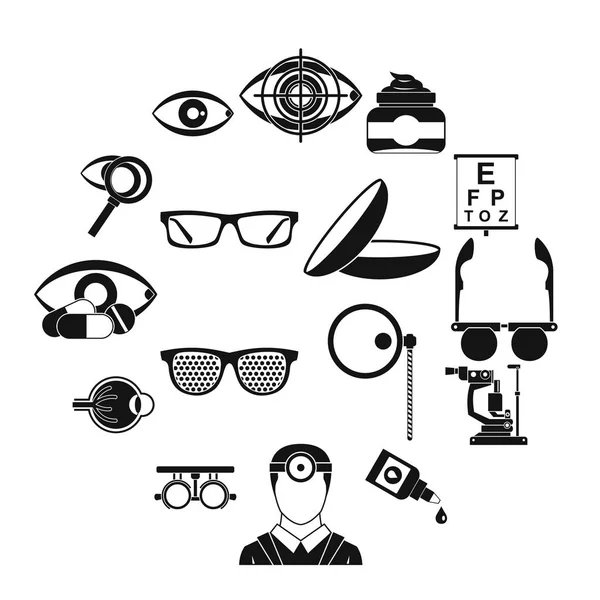 Conjunto de iconos de herramientas oftalmológicas, estilo simple — Archivo Imágenes Vectoriales