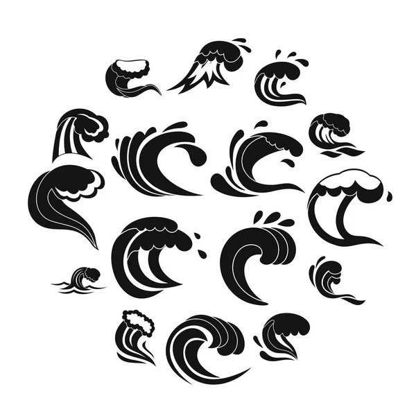 Набір піктограм морських хвиль, простий стиль — стоковий вектор