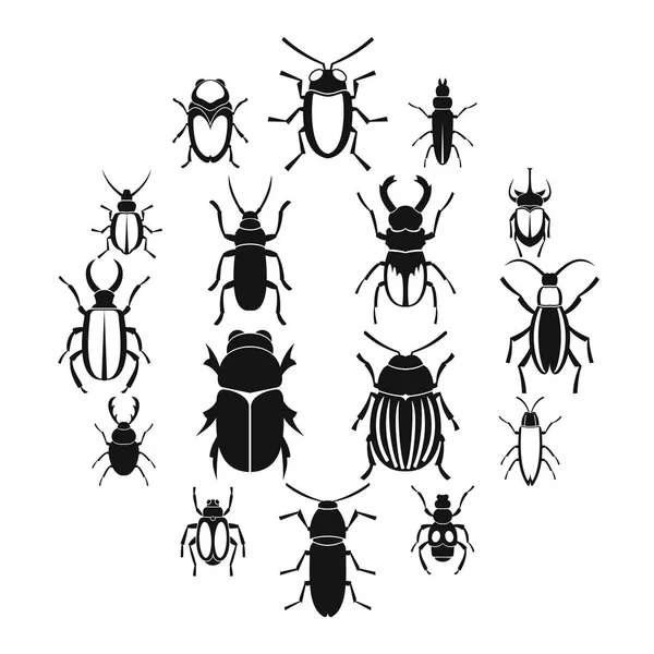 Bugs icons set, simple style — Stock Vector