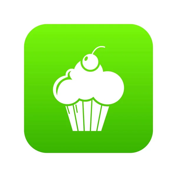 Söta cupcake ikonen gröna vektor — Stock vektor