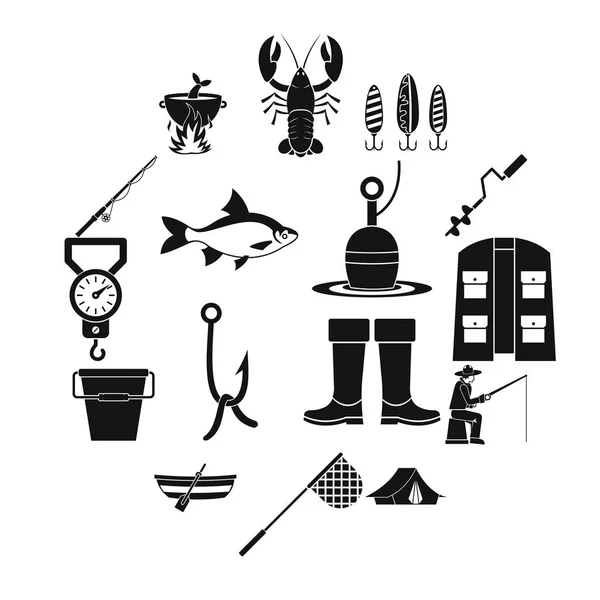 Fishing tools icons set, simple style — Stock Vector