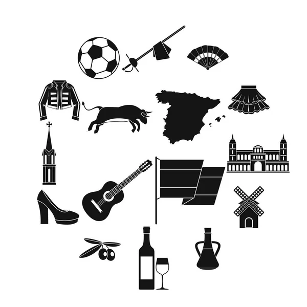 Espanha conjunto de ícones de viagem, estilo simples — Vetor de Stock