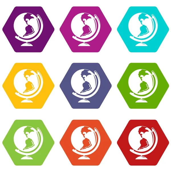 9 vektör küre Icons set