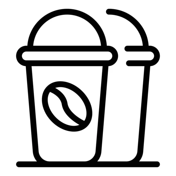 Café pour aller icône tasse, style contour — Image vectorielle