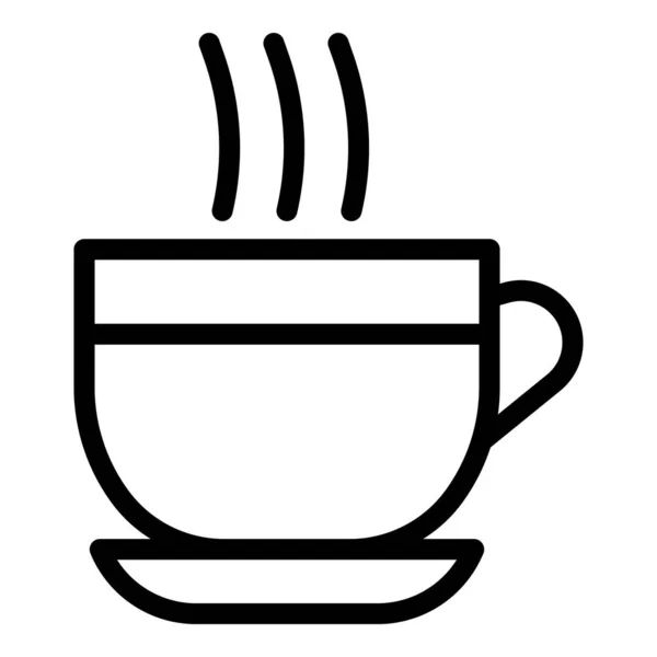 Значок с чашкой горячего чая, стиль контура — стоковый вектор