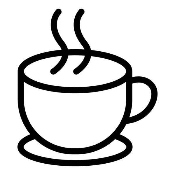 绿茶杯图标,轮廓风格 — 图库矢量图片