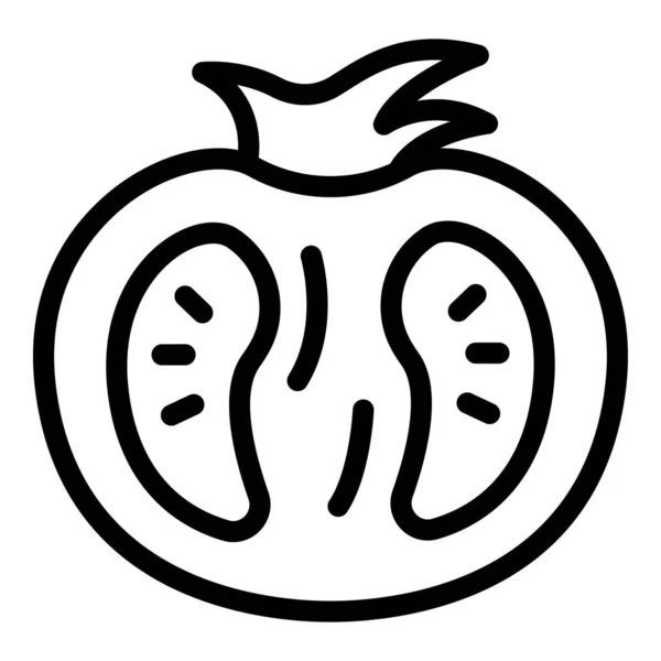 Połowa ikony pomidora, zarys stylu — Wektor stockowy
