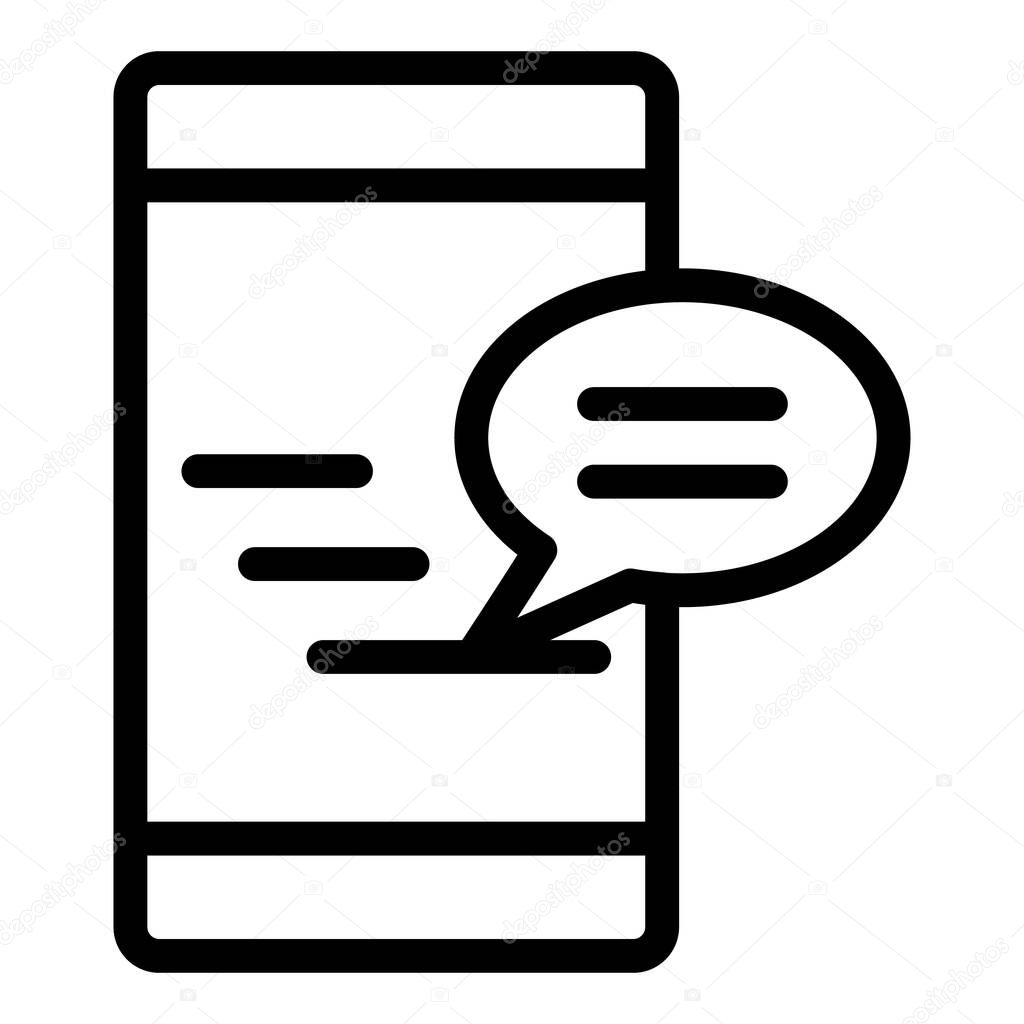 Smartphone work chat icon, outline style