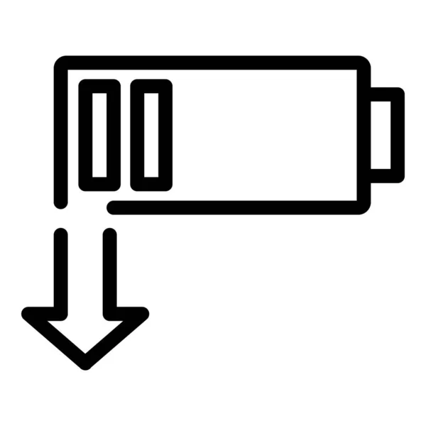 Icône batterie déchargée, style contour — Image vectorielle
