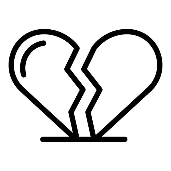 Törött szív ikon, körvonalazott stílus — Stock Vector