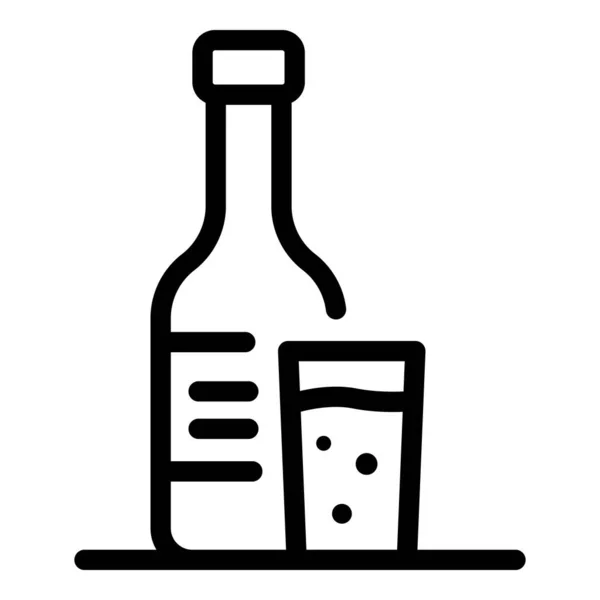 Ikon botol alkohol, gaya garis luar - Stok Vektor
