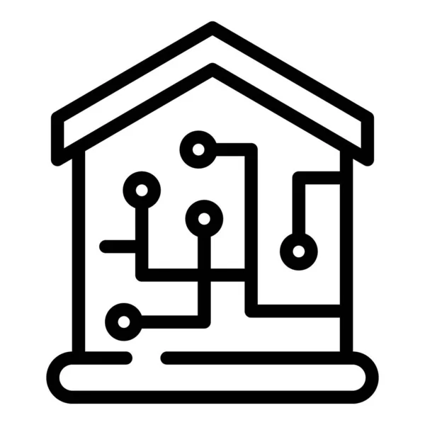 Icône maison intelligente, style contour — Image vectorielle