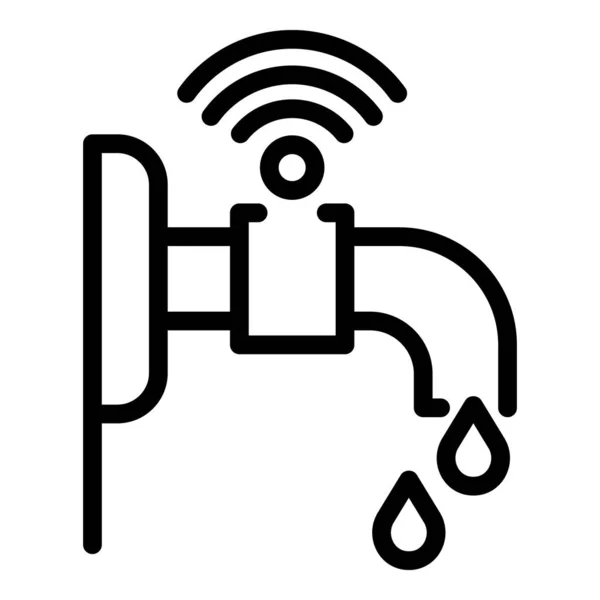 Inteligentní Vodní kohoutek ikona, styl osnovy — Stockový vektor