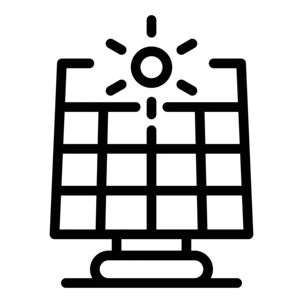 Modern solar panel icon, outline style — Stock Vector