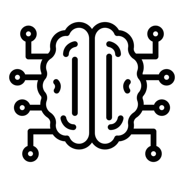 Cerveau icône de la maladie mentale, style contour — Image vectorielle