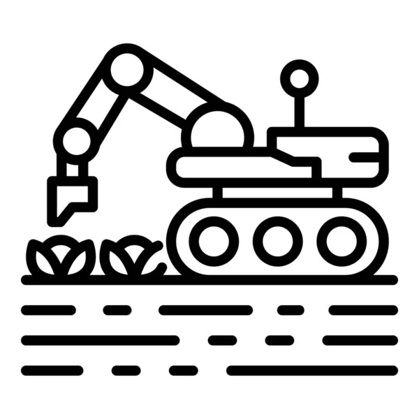 Robot agricole intelligent icône de chou, style contour — Image vectorielle