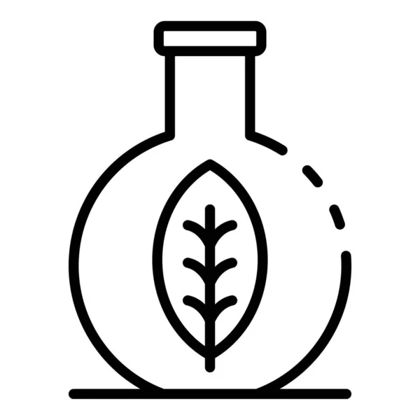 Eco leaf in flask icon, outline style — Stock Vector