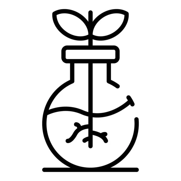 Planta de hojas en el icono del frasco, estilo de contorno — Vector de stock